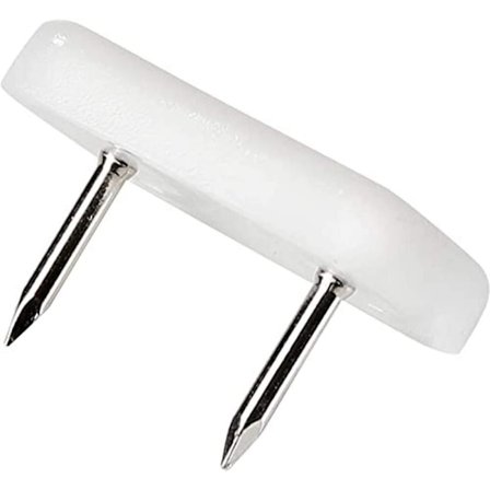 32 stk plastglidere med spiker / hvit / rektangulær / plast