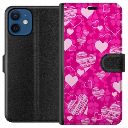 Kompatibel Tegnebogsetui til Apple Apple iPhone 12 mini PopHjerteMønster