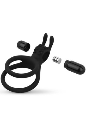 Kjøp Double Vibrating Cock Ring With Rabbit Ears - Penisring med vibrator | God pris