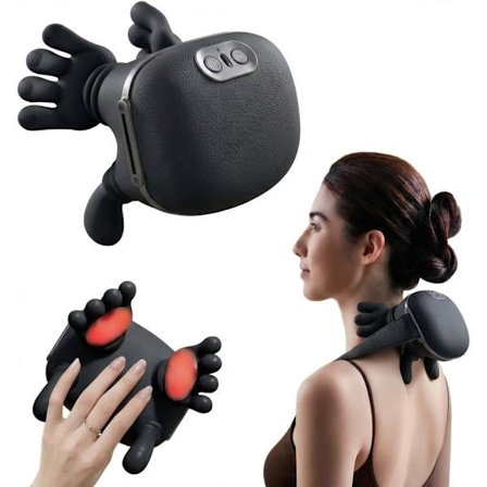 Elektrisk Nakke- & Skuldermassager med Varme – Trådløs Dybvævsmassager med Bioniske Fingre, 3 Hastigheder, til Nakke, Ryg & Skuldre