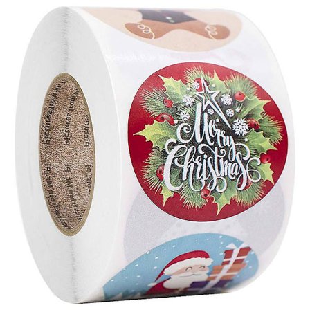 Merry Christmas klistermærke rulle 8 design runde julemærke 500 klæbrige julekuvert hilsen kort klistermærke gavekuvert