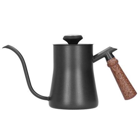 Kahvipannu 650 ml ruostumaton teräs pitkä ohut nokka kahvinkeitin lämpömittarilla Musta