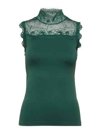 Vanessa Høj Hals Blus Ärmlös Grön Minus