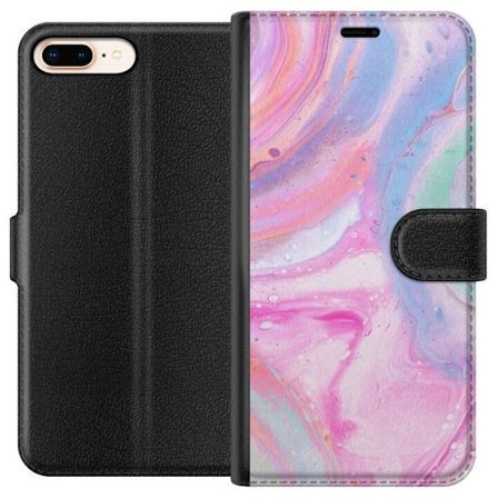 Kompatibel Tegnebogsetui til Apple Apple iPhone 8 Plus Abstrakt pastelfarvet marmor kunst med flydende akryl effekt i lyserød, blå og grøn til mode