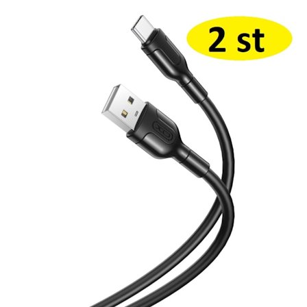 2 st 1 m snabbladdare Usb-C svart