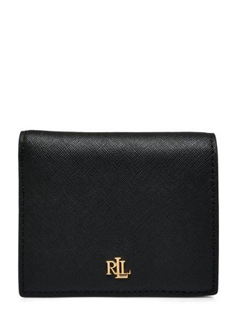 Lauren Ralph Lauren Crosshatch Leather Compact Wallet - Black - ONE SIZE