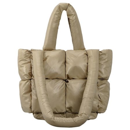 Polstring Tote Bag Puffer Quiltet skuldertaske KHAKI