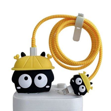 IC 3D Sød Tegneserie Cover til Apple 20W USB-C Power iPhone 20W Hurtigopladningskabel Ladehoved Cover (Sort Briket)