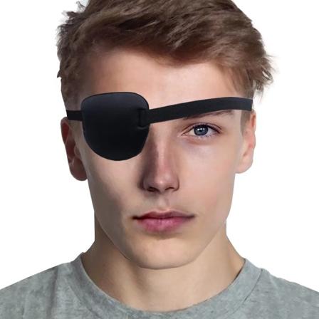 Ögonlappar för vuxna och barn, lat öga lapp för vänster eller höger öga, mjuk och justerbar, enögd täckning för pirat eller cosplay (svart)