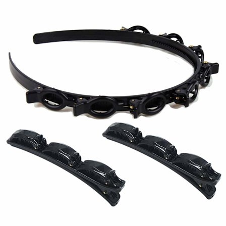 Dobbel-lags Hårbøyle med Pannelugg - 1 Pakke Elegant Hårbøyle med Pannelugg m/2 Pakke Store Alligator Hårklemmer, Hår Tvister Verktøy Tilbehør for 