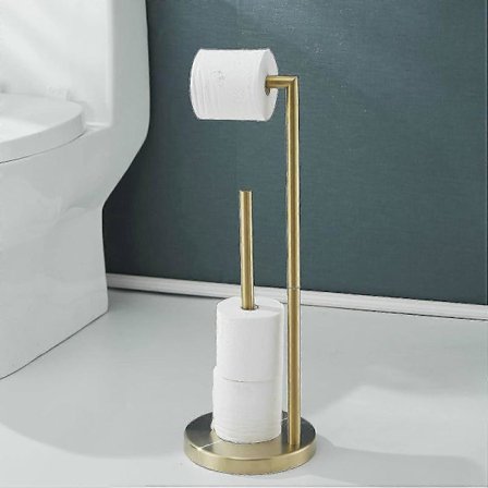 Fritstående toiletpapirholder 304 rustfrit stål børstet guld