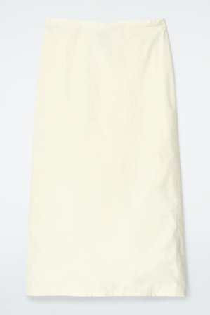 COS Women's Cotton Drawstring Midi Skirt in Yellow