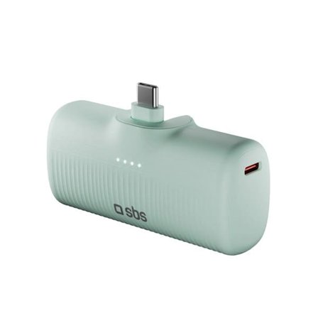 SBS EcoPower 5000 mAh 10W Powerbank med inbyggd USB-C-port - Grön