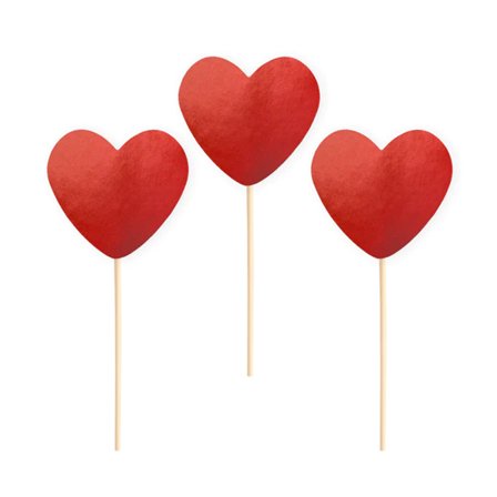 Tårtdekoration Hjärtan Röd 6-pack