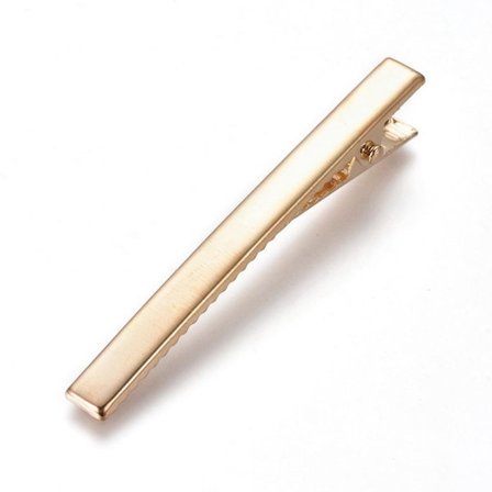 12 st Guldpläterade hårklämmor 6 cm. långa och 6 mm breda