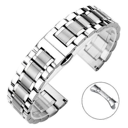 5-punkts massivt rostfritt stålarmband 20/21/22 mm fjärilslås herr dam metall klockarmband