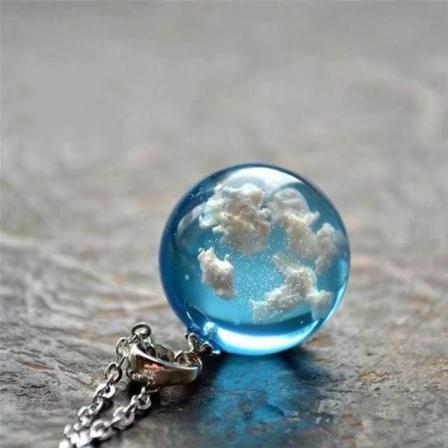 Mote Hvit Sky Ball Anheng Halskjede Dame Kjede Smykker Gave
