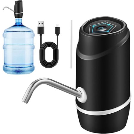 Elektrisk væskepumpe, elektrisk vanndispenser, USB-oppladbar vannpumpe, med silikonvannslange, enkel og effektiv vannutvinning, svart