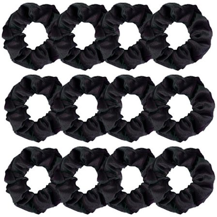 Velvet Hair Scrunchies för kvinnor (12 delar) Black