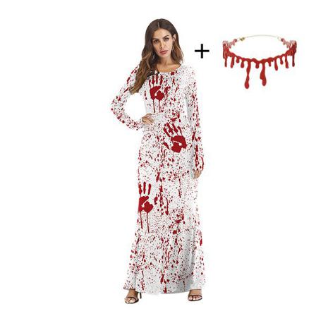 Halloweenklänning /dräk M Blodavtryck White S