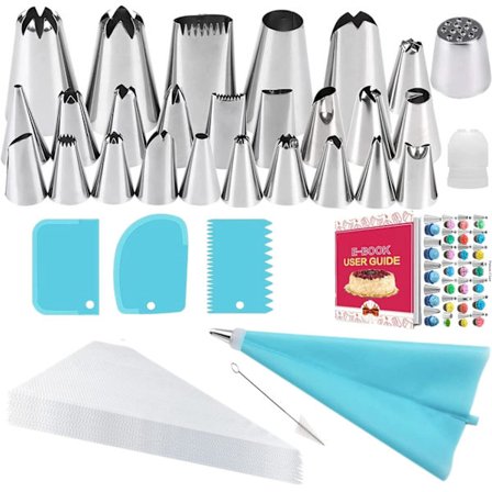 44 stk profesjonelle konditortips med 26 munnstykker, 10 sprøyteposer,