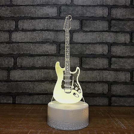 3D Illusion Lampe Elektrisk Guitar 7 Farver Skiftende Natlys