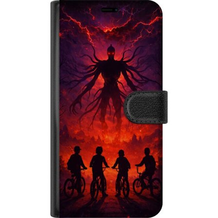 Kompatibelt Plånboksfodral till Google Google Pixel 9a Mörk fantasyillustration inspirerad av Stranger Things med övernaturlig varelse, blixtar och