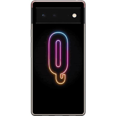 Kompatibelt Mobildeksel til Google Google Pixel 6 Minimalistisk neonbokstav Q i skinnende farger mot mørk bakgrunn
