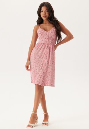 Bubbleroom - Soft Short Strap Dress - Pink - Kläder