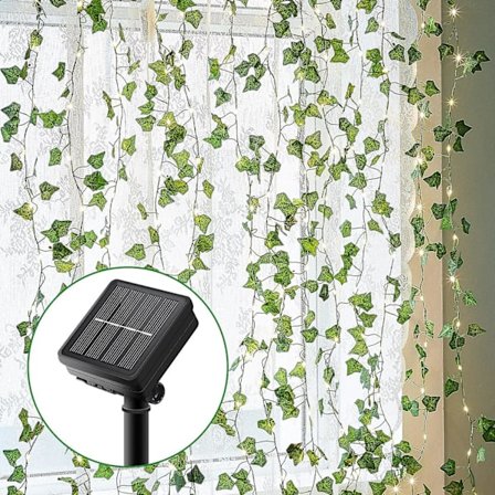 Udendørs lyskæde, 100 LED kunstig vedbend lyskæde 10M/32Ft 8 tilstande udendørs solcelle lyskæde til have, træer, terrasse, jul, bryllupper,