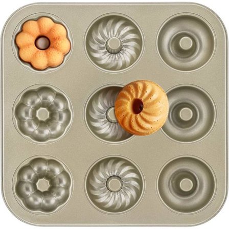 1 donutform kakeform 9 fløytede blomstermuffins