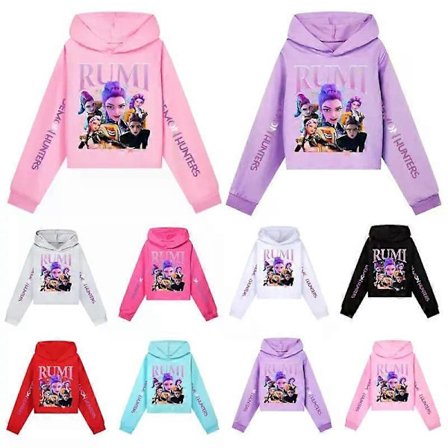 KPop Demon Hunters Hettegenser for jenter - Barn HUNTRX Pullover Hoody Genser Topp rosa