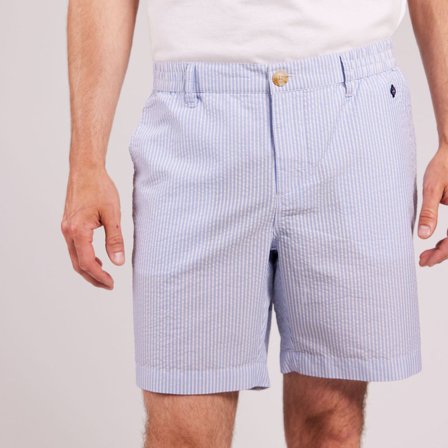 Pantalón corto de tripulación / pantalón corto de navegación Sebago Seersucker Light Blue/White, hombre, X-Large