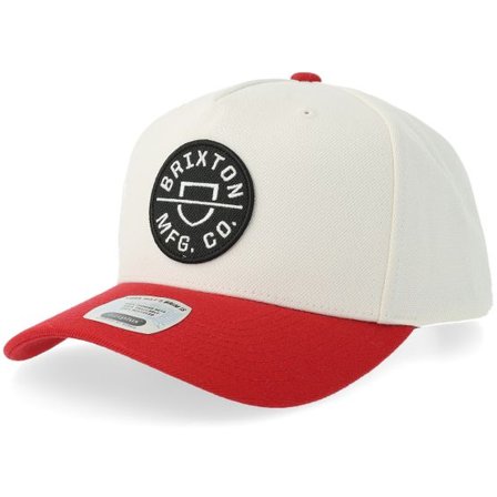 Brixton - Vit adjustable Keps - Crest MP Off White/Adrenaline Rush Red A-Frame Adjustable @ Hatstore