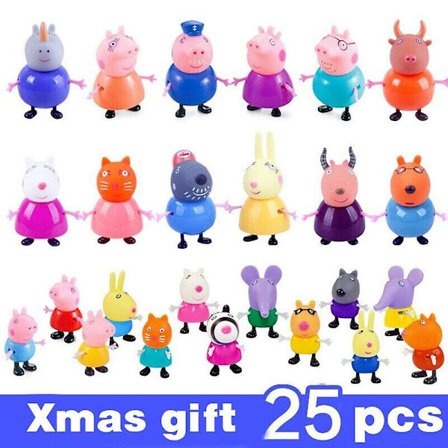 Peppa Pig Familj & Vänner Emily Rebecca Suzy Actionfigurer Leksaker 25st