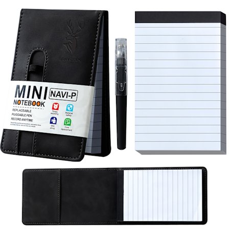 A7 Mini Anteckningsbok, Portabel Fickanteckningsbok, 50 zhang Utbytbart Kompletteringspapper och 1 Plug-in Penna, Multifunktionell