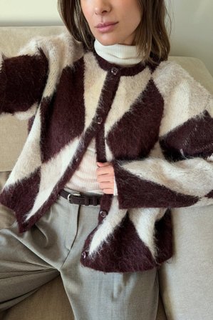 NA-KD Cardigan oversize en maille à carreaux - Gilets - À carreaux - XS