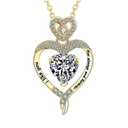 Guldpläterad Silver Hjärtformad Hängsmycke Dam Hjärtformad Design Ladi