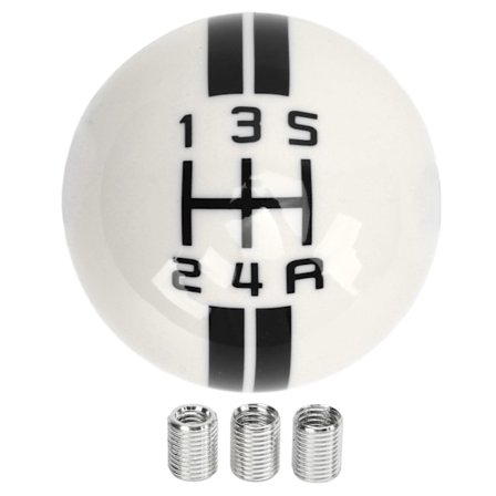 Snabb Växelspaksknopp Manuell Växelspak Ersättning Växelspakshuvud för Ford Mustang 1967 till 2018 Vit Svart