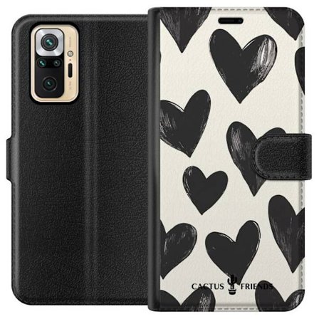 Kompatibelt Lommeboketui til Xiaomi Xiaomi Redmi Note 10 Pro Cactus and Friends - Bold Black Love Pattern
