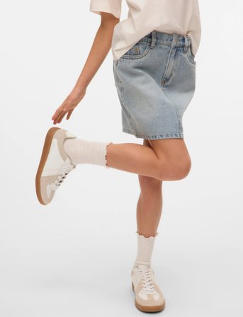 Vero Moda Girl Vmbling Mr Short Rhines Denim Skirt Girl - Blue - 164