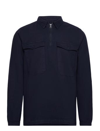 Thais Twill Half Zip Overshirt Overshirts Marineblå Kronstadt*Betinget Tilbud