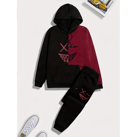 2023 AliExpress ønsker nyt forår og efterår farvematchning farvematchning 3D-dragt med hættetrøje til mænd