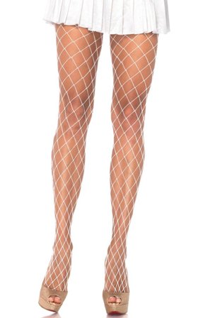 Diamond Fishnet Pantyhose White O/S Sukkahousut