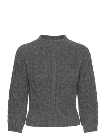 Abra Cable Knit Pullover Striktrøje Grå Andiata