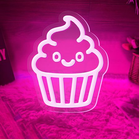 Cupcake Neon Skilt LED Pink Neon Lys til Vægdekoration USB Lysende Skilte til Bageri Dessertbutik Restaurant Bar Cafe Candyland Festdekorationer