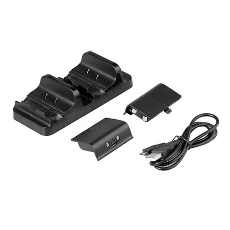 Dual Charging Dock Controller -laturi + 2 kpl ladattavia akkuja XBOX ONE -ladattavalle akulle Paras kaksoislatausasema