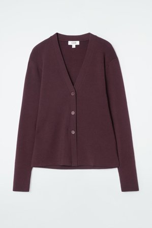 COS Women's V Ringad Ullkofta Med Markerad Midja in Röd