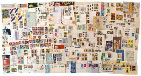 Oversøiske lande - Kilovare med førstedagskuverter mm. - 1 kg