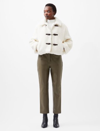 French Connection Alex Faux Fur Jacket - Cream - XL